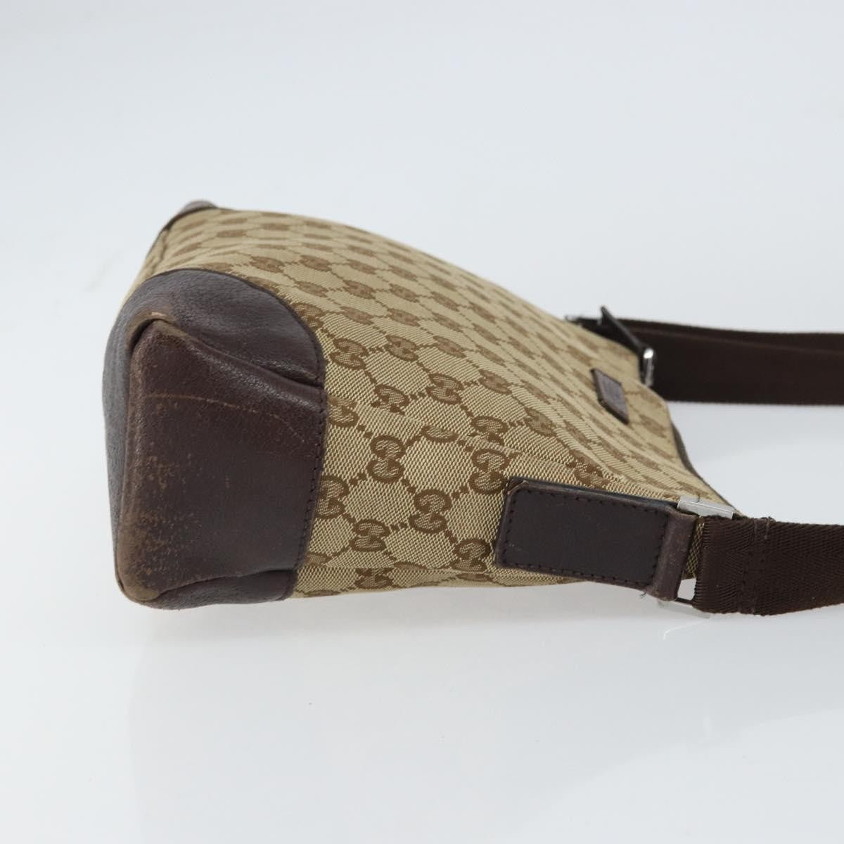 Gucci GUCCI GG Canvas Shoulder Bag Beige Silver 114273 Authentic 157746