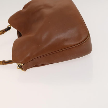 Gucci GUCCI Bamboo Hand Bag Leather 2way Brown Gold 001 3444 1638 Authentic th5971