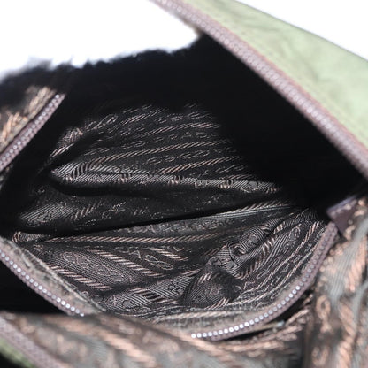 Prada PRADA Shoulder Bag Nylon Khaki Silver Authentic 165486