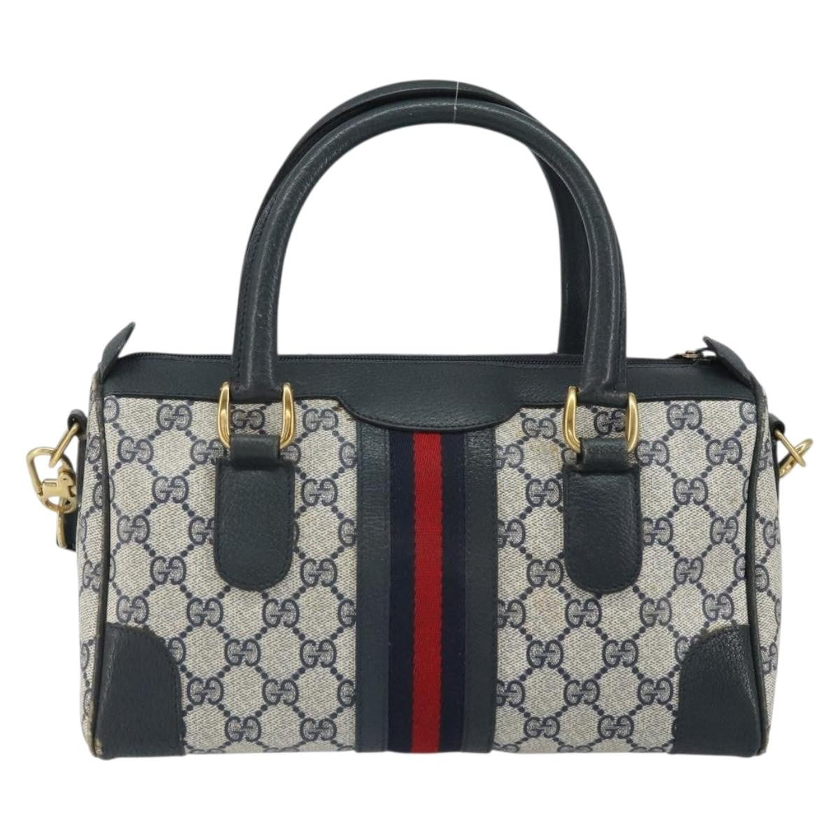 Gucci GUCCI GG Supreme Sherry Line Bag PVC 2way Navy Red gold 002 39 0069 Authentic ep12291