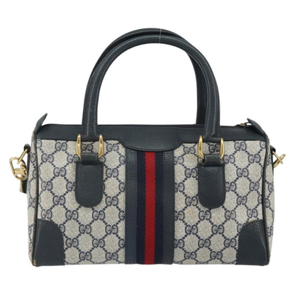 Gucci GUCCI GG Supreme Sherry Line Bag PVC 2way Navy Red gold 002 39 0069 Authentic ep12291
