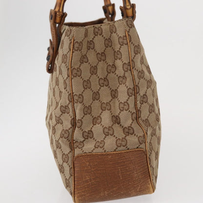 Gucci GUCCI GG Canvas Bamboo Tote Bag Beige 112526 Authentic ep12821