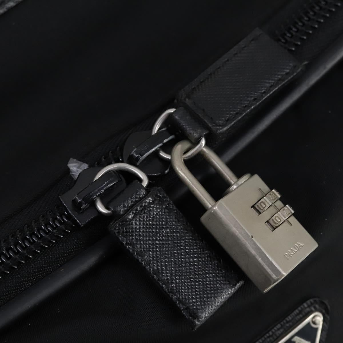 Prada PRADA Trunk Nylon Black Silver Authentic am9650 Bag