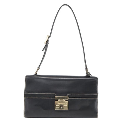 Gucci GUCCI Shoulder Bag Leather Black Gold 001 4214 Authentic 148566
