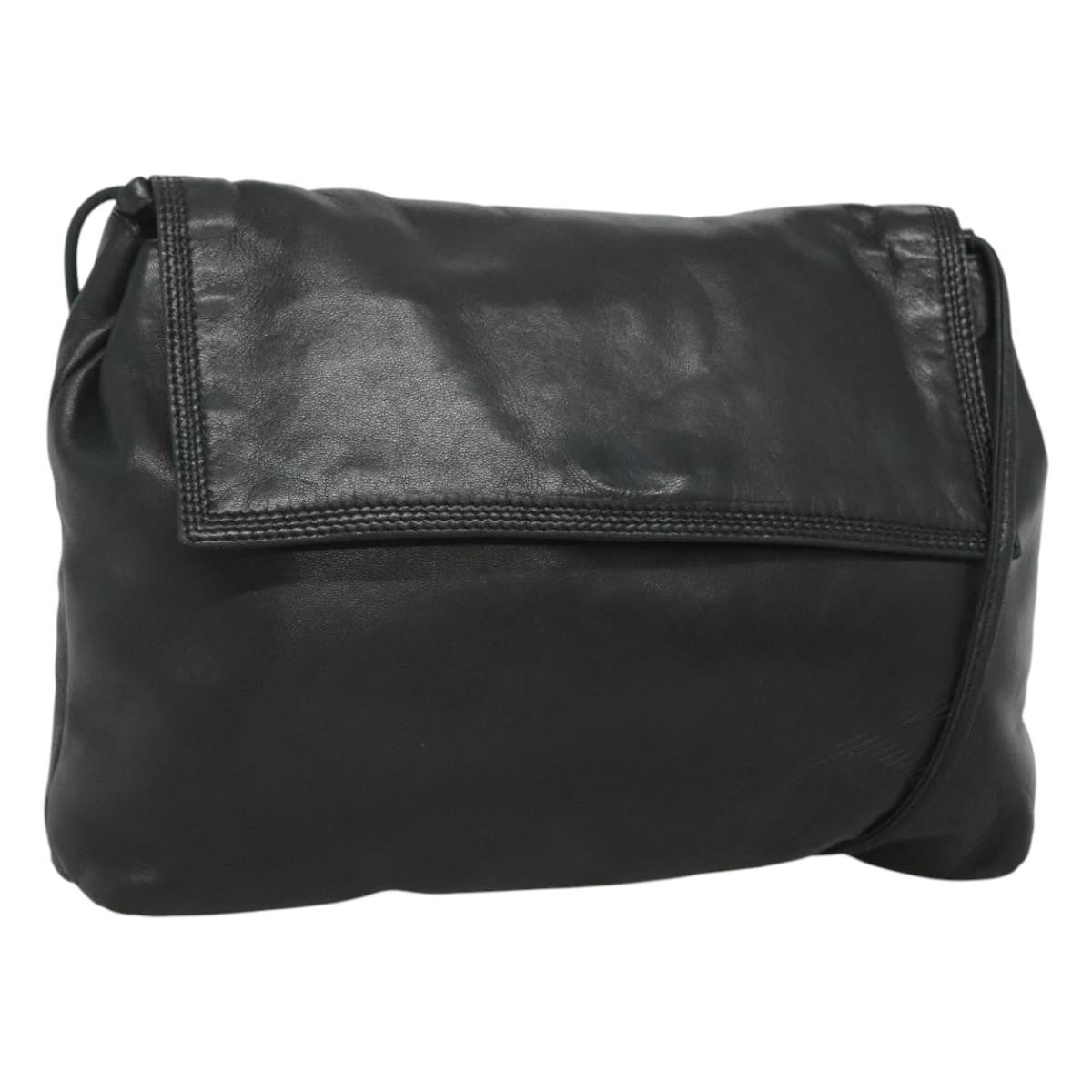 Loewe LOEWE Shoulder Bag Leather Black Gold Authentic 127349