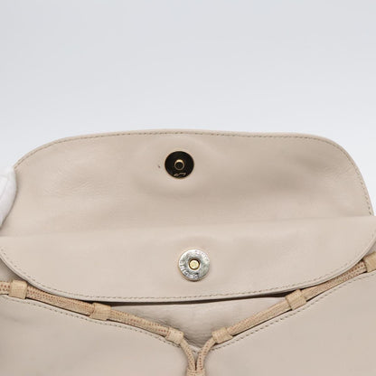 Celine CELINE Horse Carriage Shoulder Bag Leather Beige Gold Authentic 90216