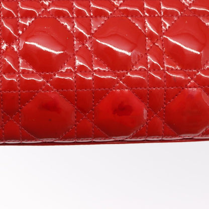 Dior Christian Dior Canage Hand Bag Patent leather Red Silver Authentic 162851