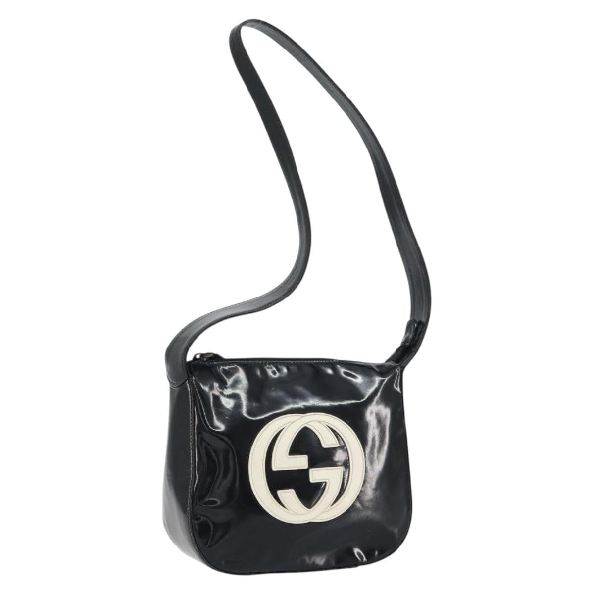 Gucci GUCCI Shoulder Bag Enamel Black Authentic 160485