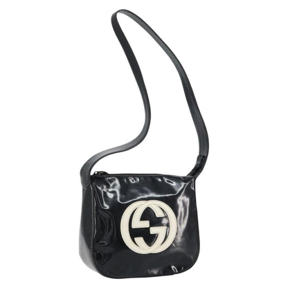 Gucci GUCCI Shoulder Bag Enamel Black Authentic 160485