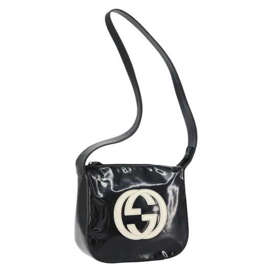 Gucci GUCCI Shoulder Bag Enamel Black Authentic 160485