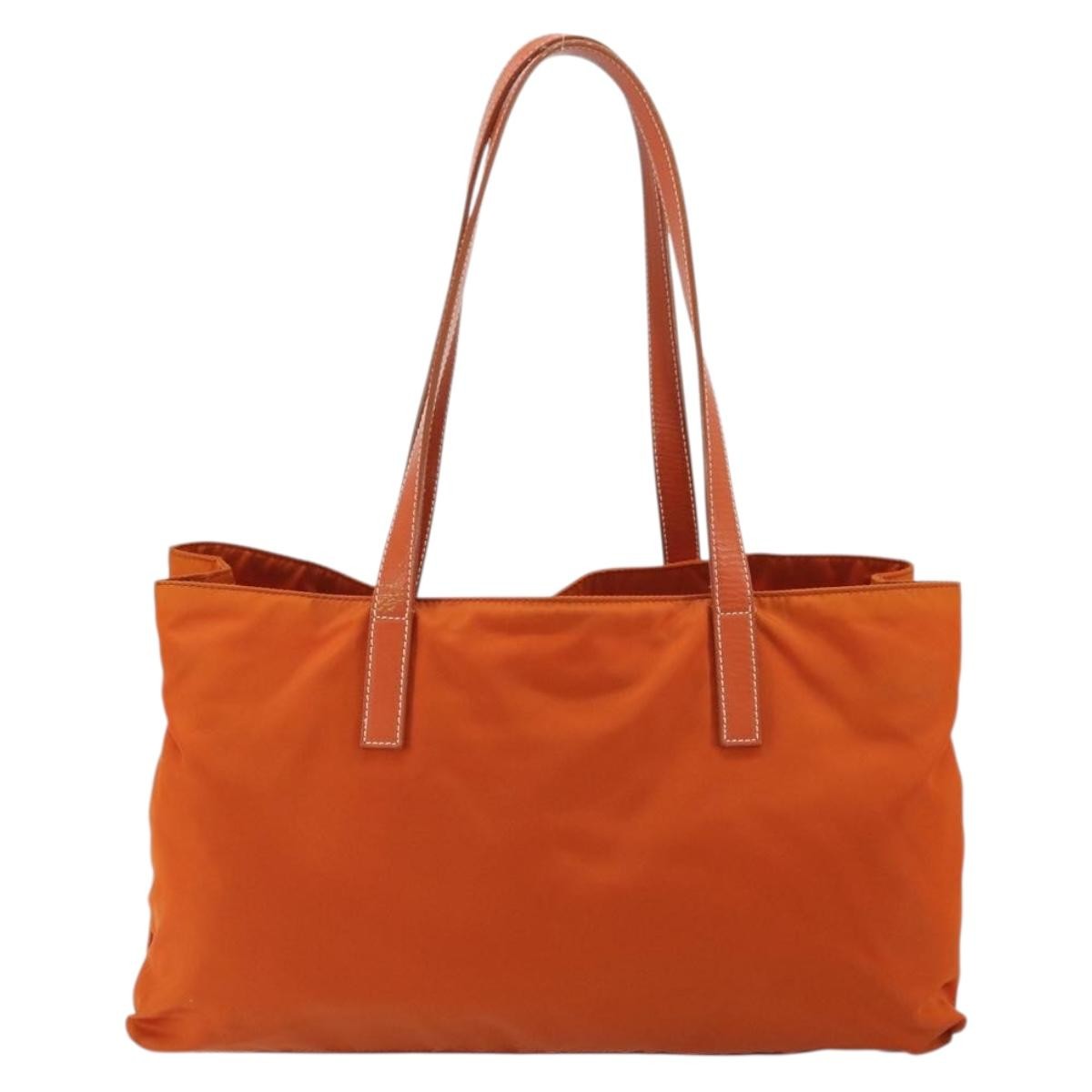 Prada PRADA Tote Bag Nylon Orange Silver Authentic 175378