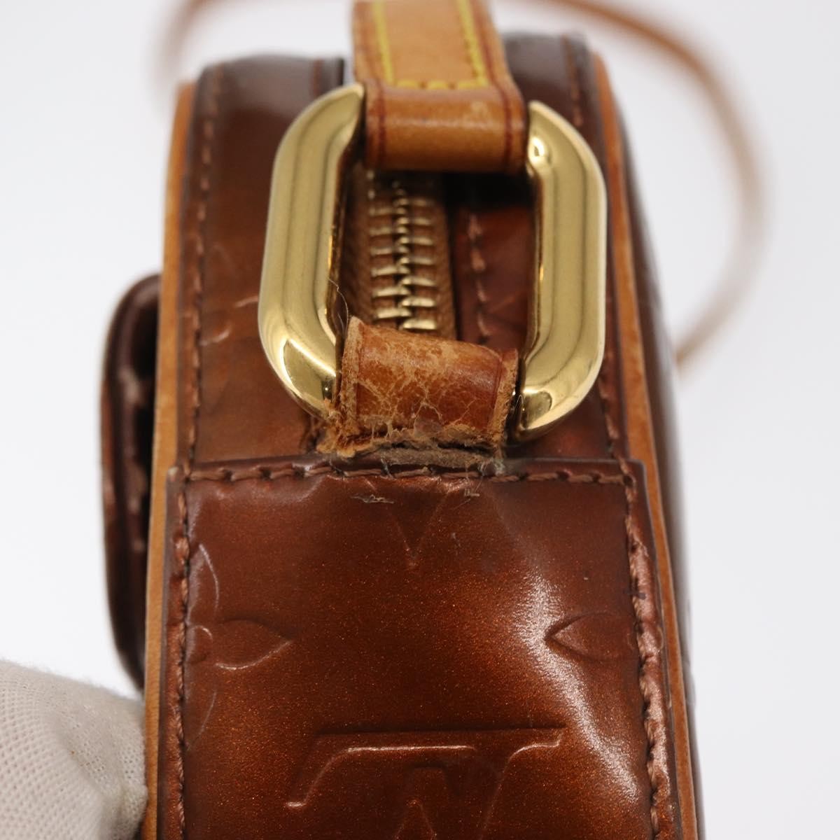 Louis Vuitton LOUIS VUITTON Monogram Vernis Christy MM Shoulder Bag Bronze M91109 Authentic 162684