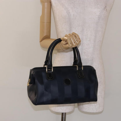 Fendi FENDI Pecan Canvas Hand Bag Navy Gold Authentic ep10858