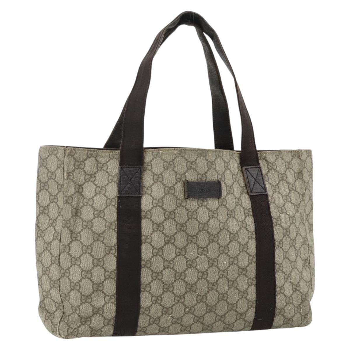 Gucci GUCCI GG Supreme Tote Bag PVC Beige Silver 141624 Authentic 178059