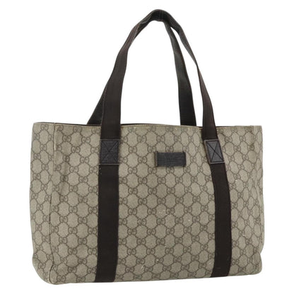 Gucci GUCCI GG Supreme Tote Bag PVC Beige Silver 141624 Authentic 178059
