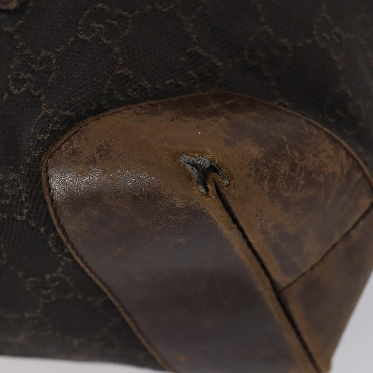 Gucci GUCCI GG Canvas Shoulder Bag Leather 3 Set Beige Dark Brown Authentic 152612