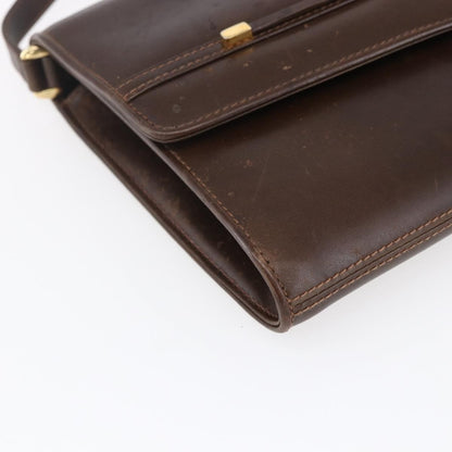 Gucci GUCCI Shoulder Bag Leather Brown Gold Authentic 152976