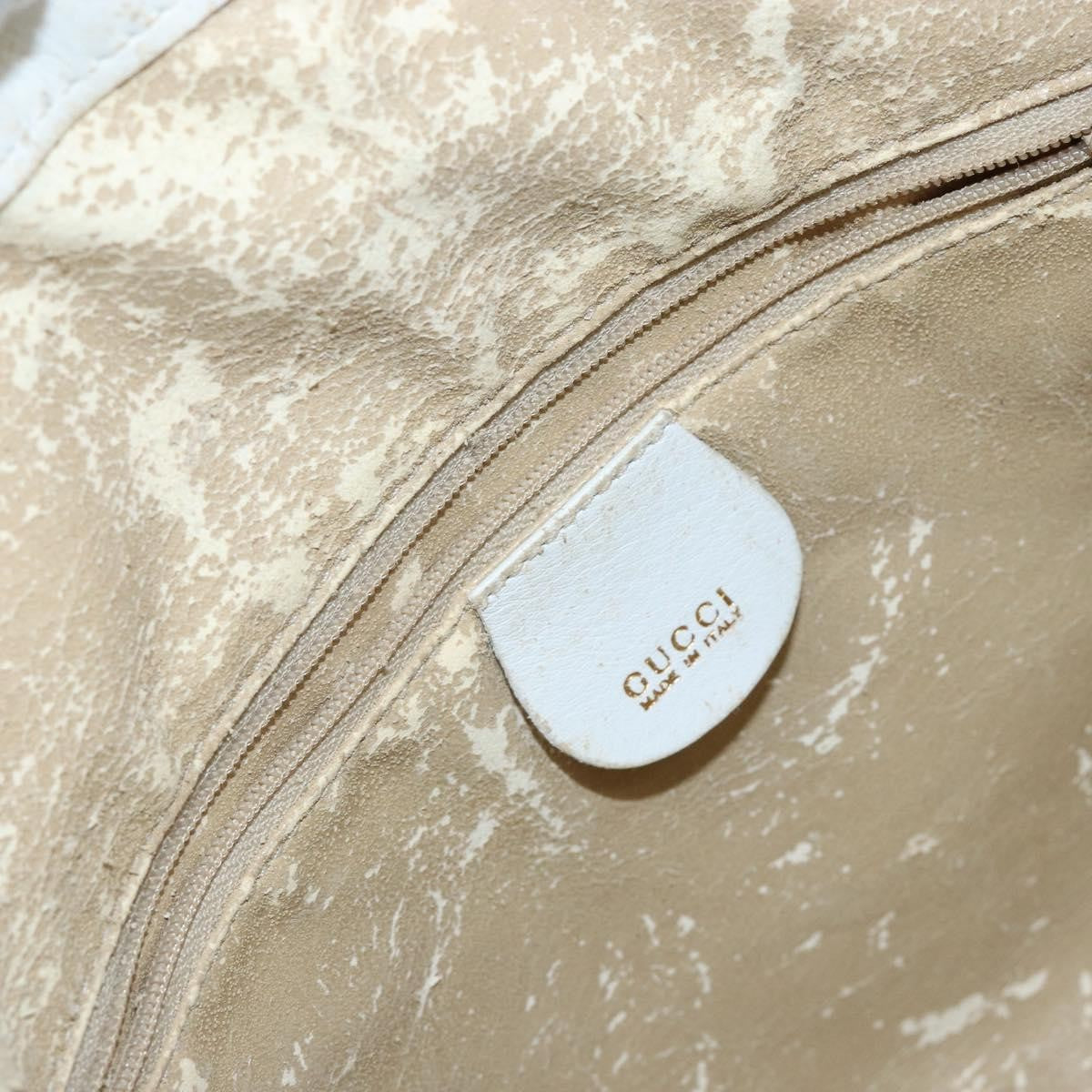 Gucci GUCCI Bamboo Hand Bag Leather 2way White Gold 001 3754 1638 Authentic 145811