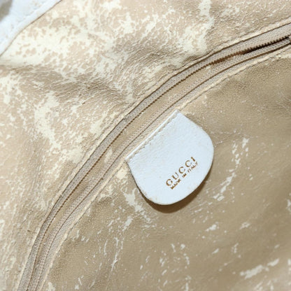 Gucci GUCCI Bamboo Hand Bag Leather 2way White Gold 001 3754 1638 Authentic 145811