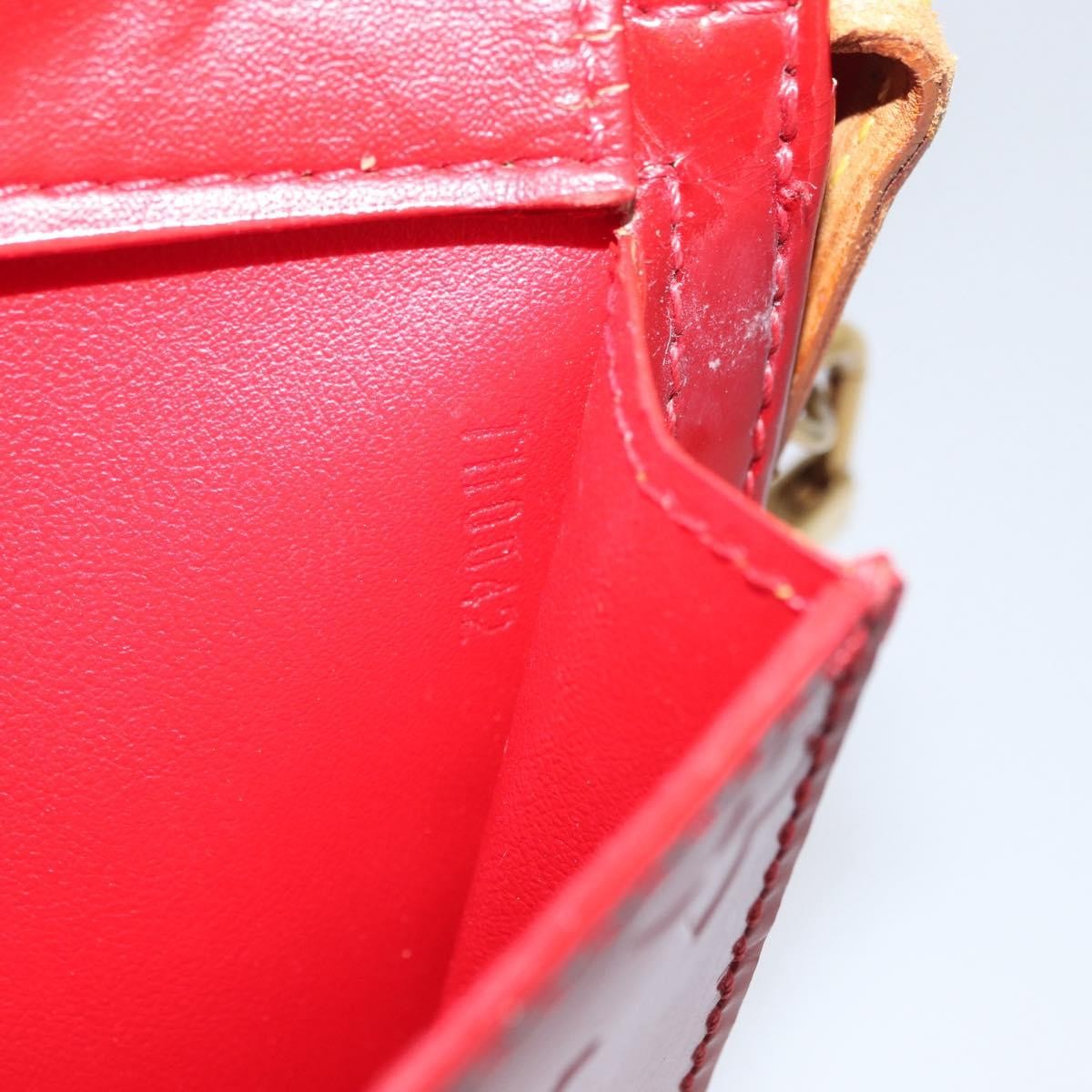 Louis Vuitton LOUIS VUITTON Monogram Vernis Motto Accessory Pouch Red M91137 LV Authentic YKZ724 Bag