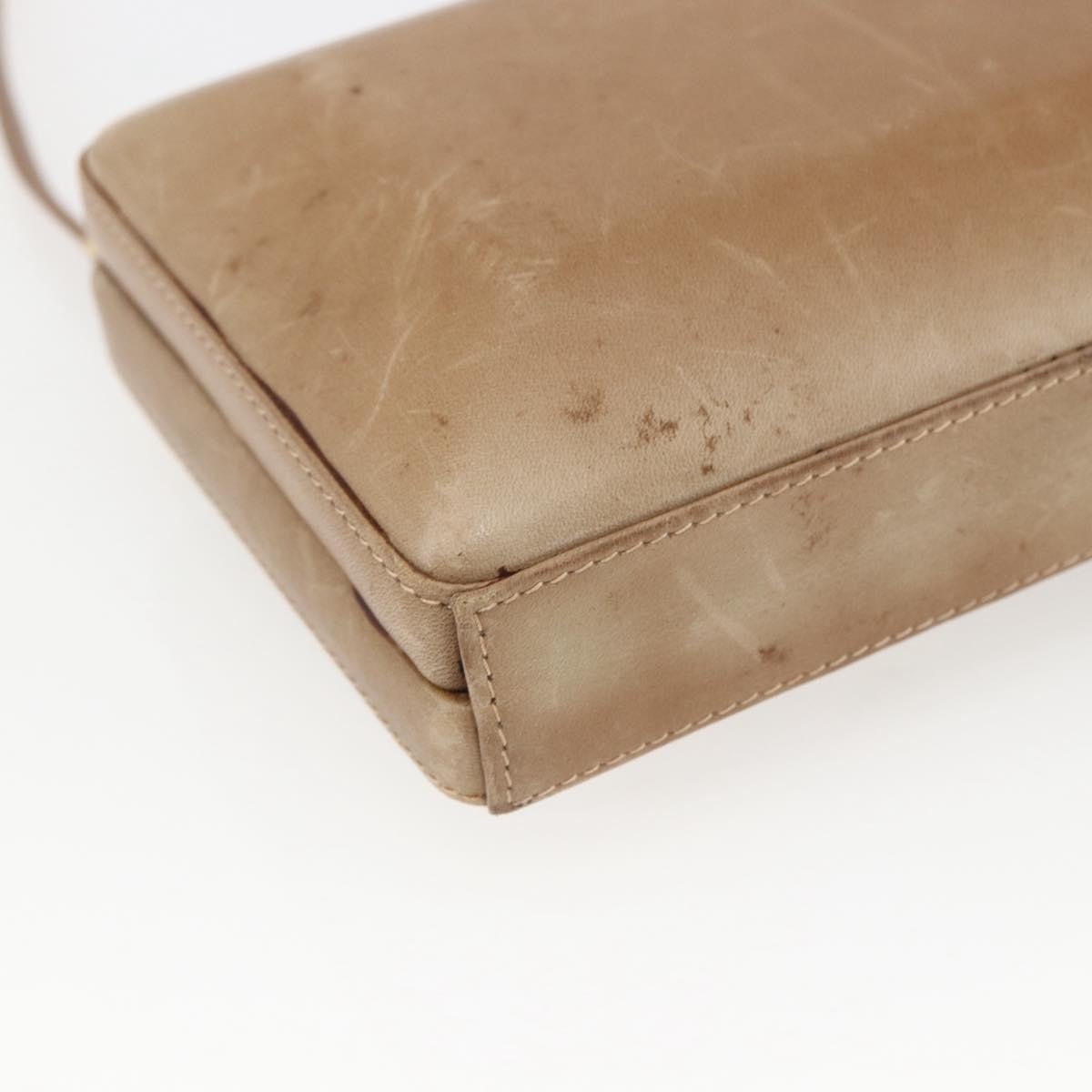 Gucci GUCCI Shoulder Bag Leather Beige Gold Authentic SW1879