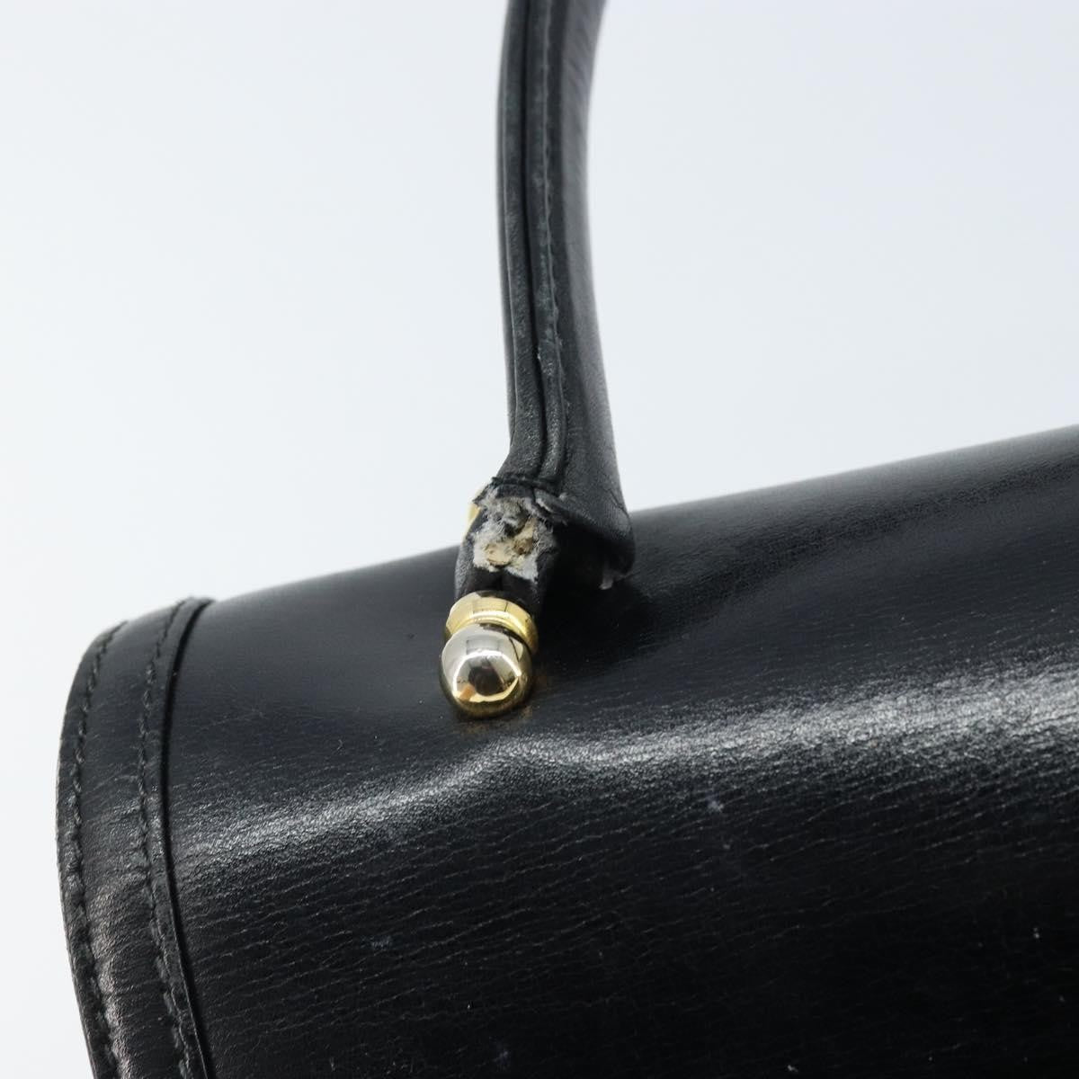 Gucci GUCCI Hand Bag Leather Black Gold Authentic ka2600