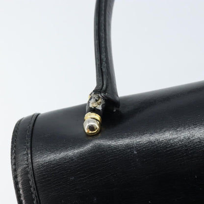Gucci GUCCI Hand Bag Leather Black Gold Authentic ka2600