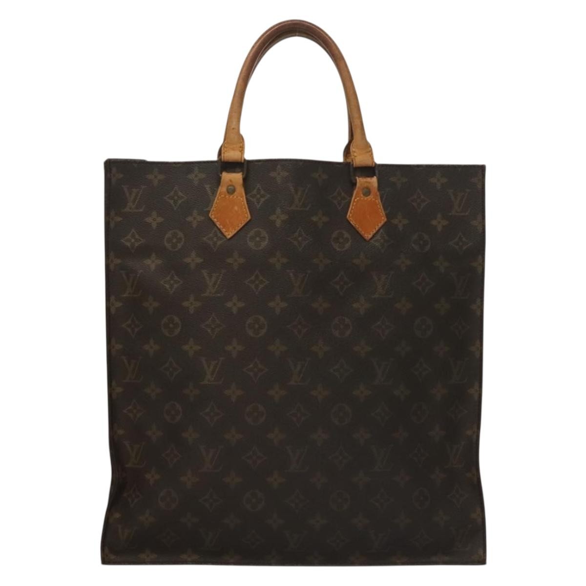 Louis Vuitton LOUIS VUITTON Monogram Sac Plat Hand Bag M51140 LV Authentic 135616