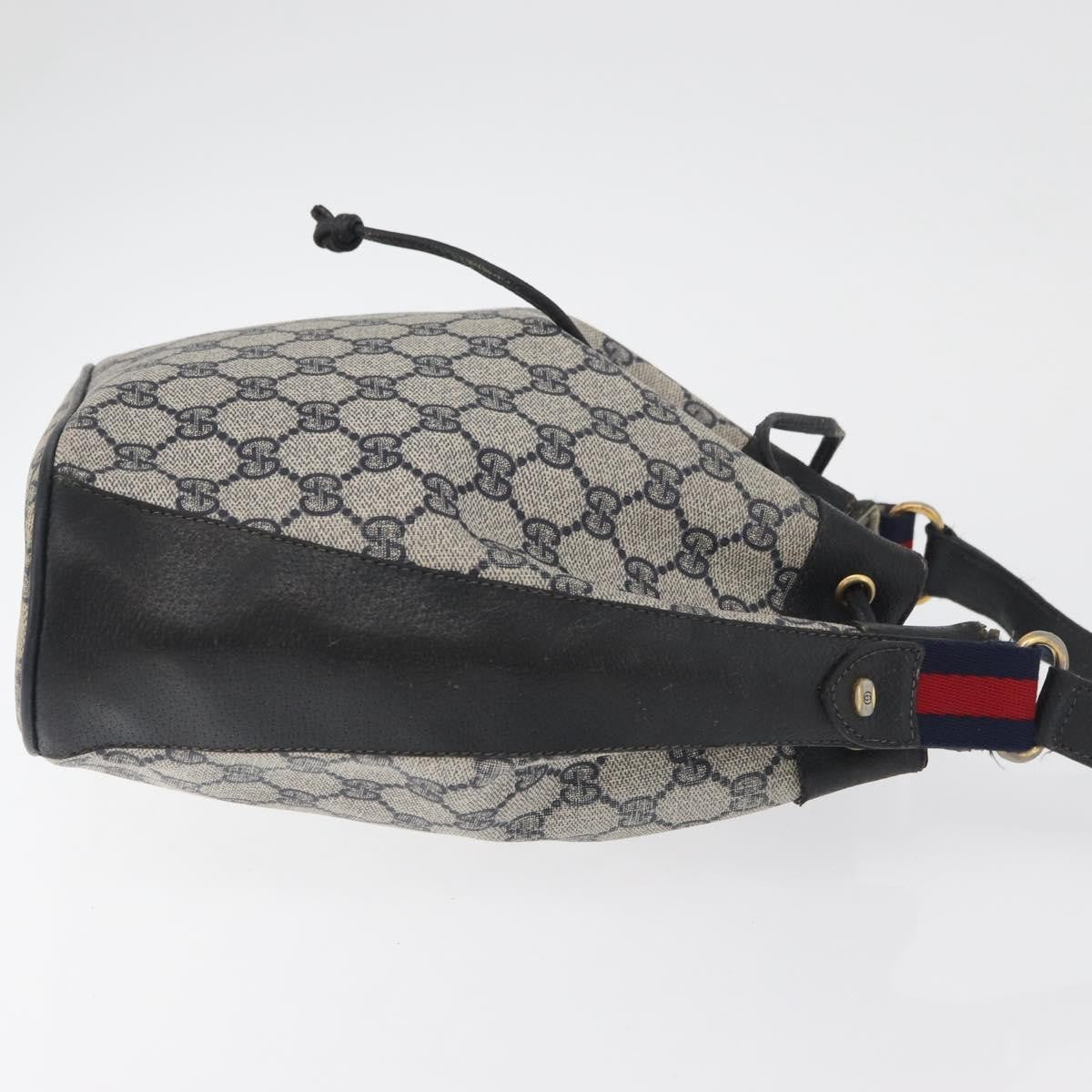 Gucci GUCCI GG Supreme Sherry Line Bag PVC Navy Gold Red 41 02 034 Authentic 179646