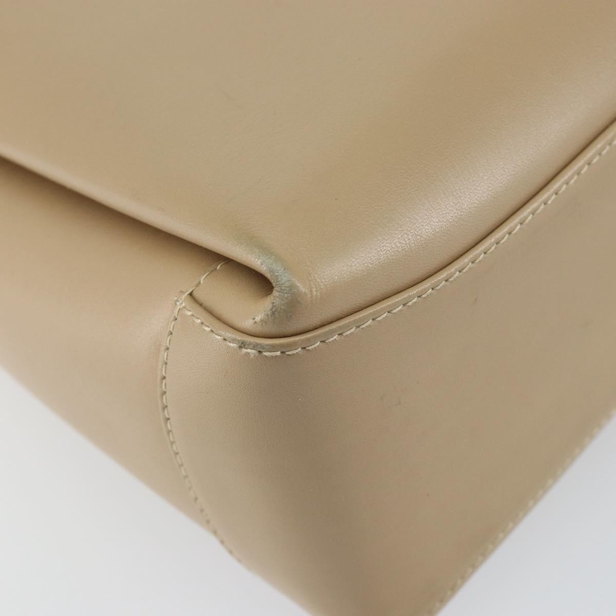 Gucci GUCCI Shoulder Bag Leather Beige Gold Authentic ep11343