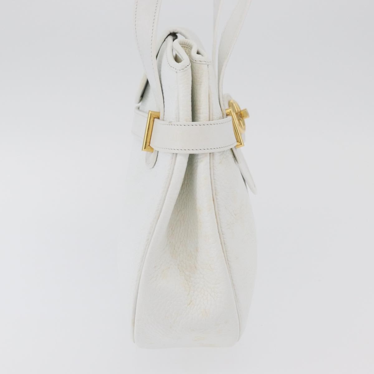 Dior Christian Dior Shoulder Bag Leather White Gold Authentic 176489
