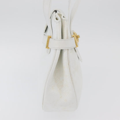 Dior Christian Dior Shoulder Bag Leather White Gold Authentic 176489