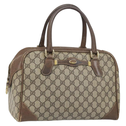 Gucci GUCCI GG Supreme Boston Bag PVC Beige Gold Authentic 156838