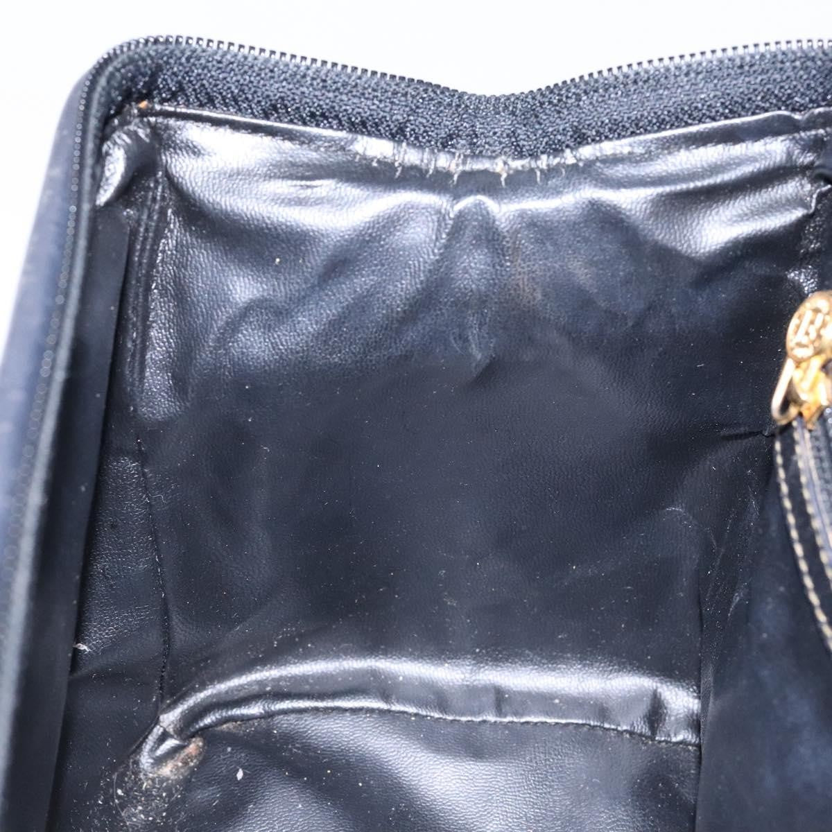 Fendi FENDI Pecan Canvas Hand Bag Navy Gold Authentic ep10858