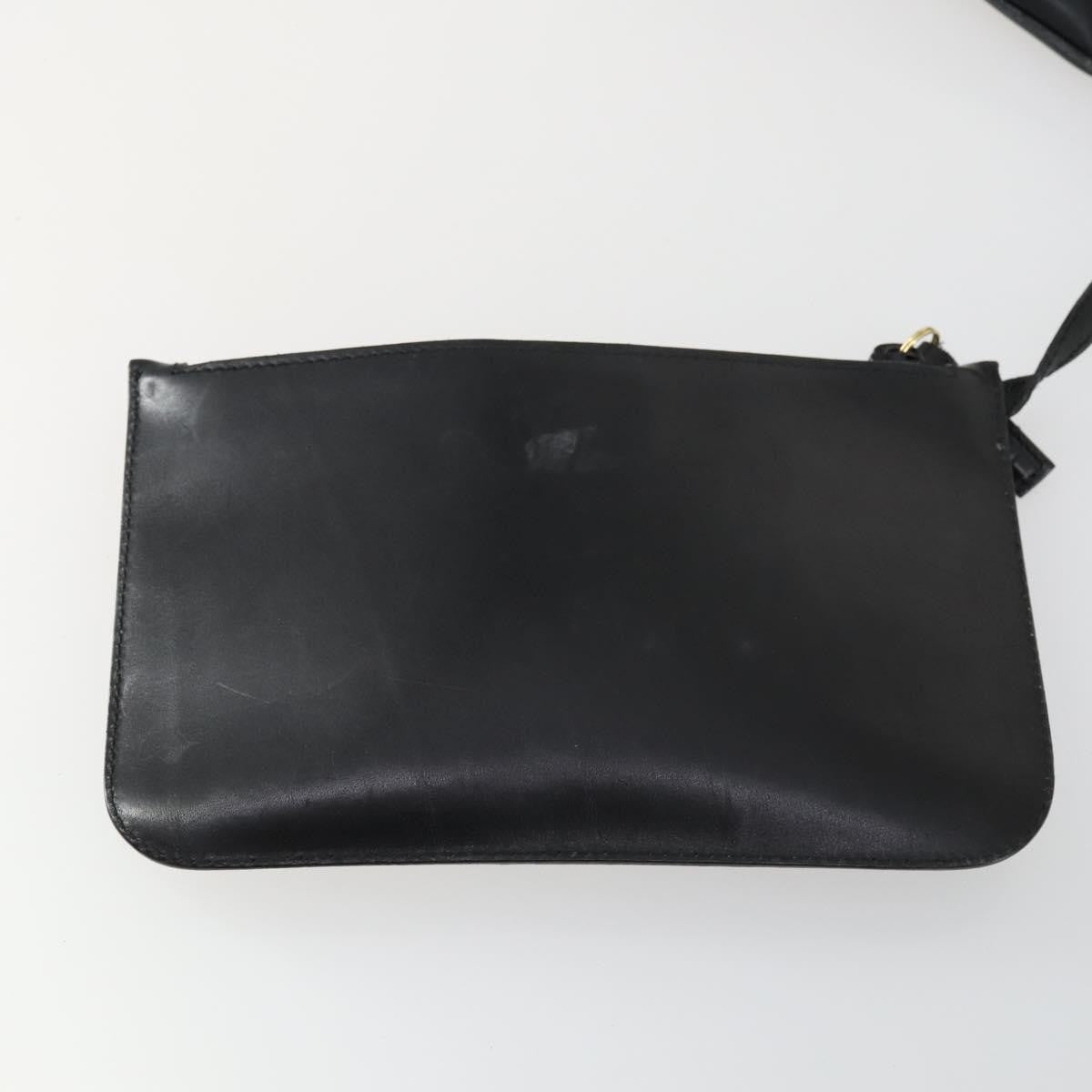 Gucci GUCCI Bamboo Shoulder Bag Leather Black Gold 001 1998 1883 Authentic 161727