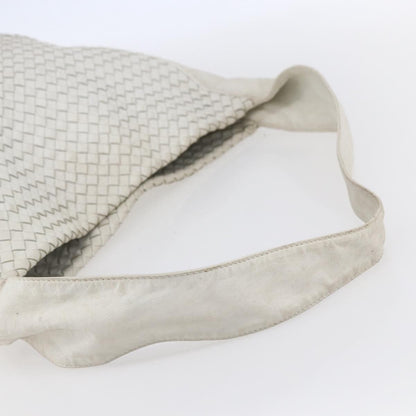 BOTTEGAVENETA BOTTEGAVENETA BOTTEGA VENETA INTRECCIATO Shoulder Bag Leather White Silver Authentic bs30958