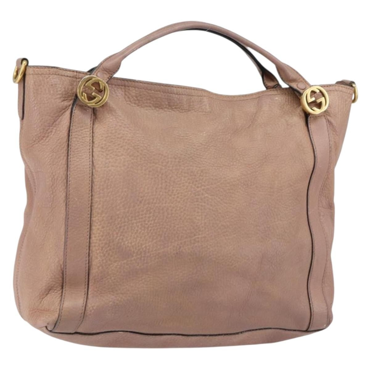 Gucci GUCCI Hand Bag Leather Pink Gold 323675 Authentic ka258