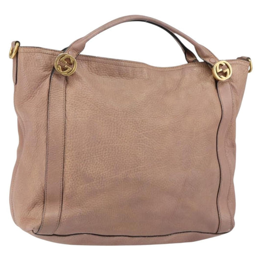 Gucci GUCCI Hand Bag Leather Pink Gold 323675 Authentic ka258