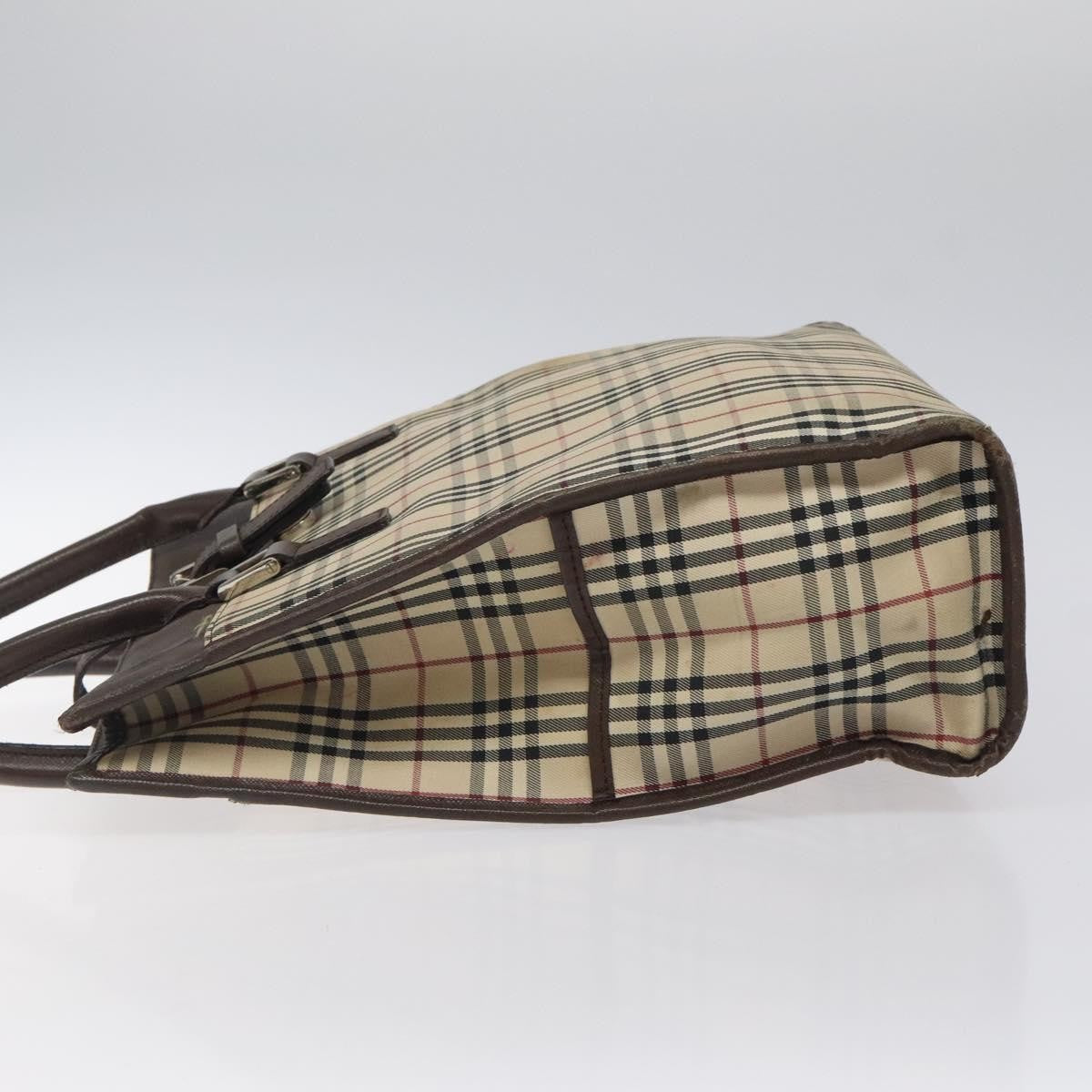 Burberry BURBERRY Nova Check Tote Bag Canvas Beige Silver Authentic 118228