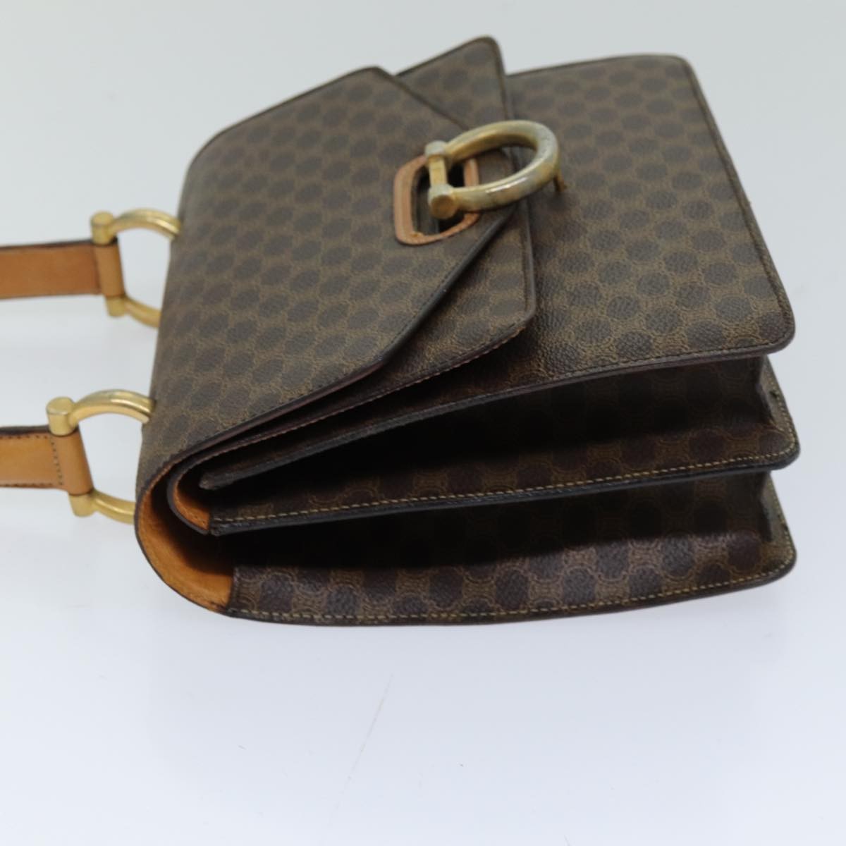 Celine CELINE Macadam Canvas Hand Bag PVC Brown Authentic 76088
