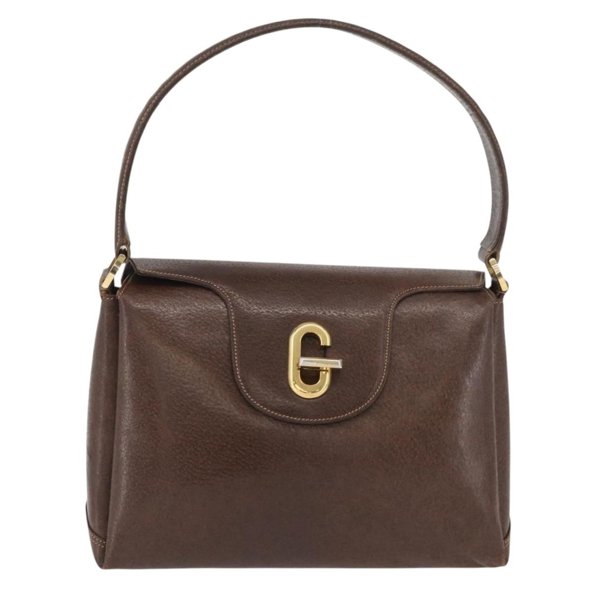 Gucci GUCCI Shoulder Bag Leather Brown Gold Authentic BAZ570