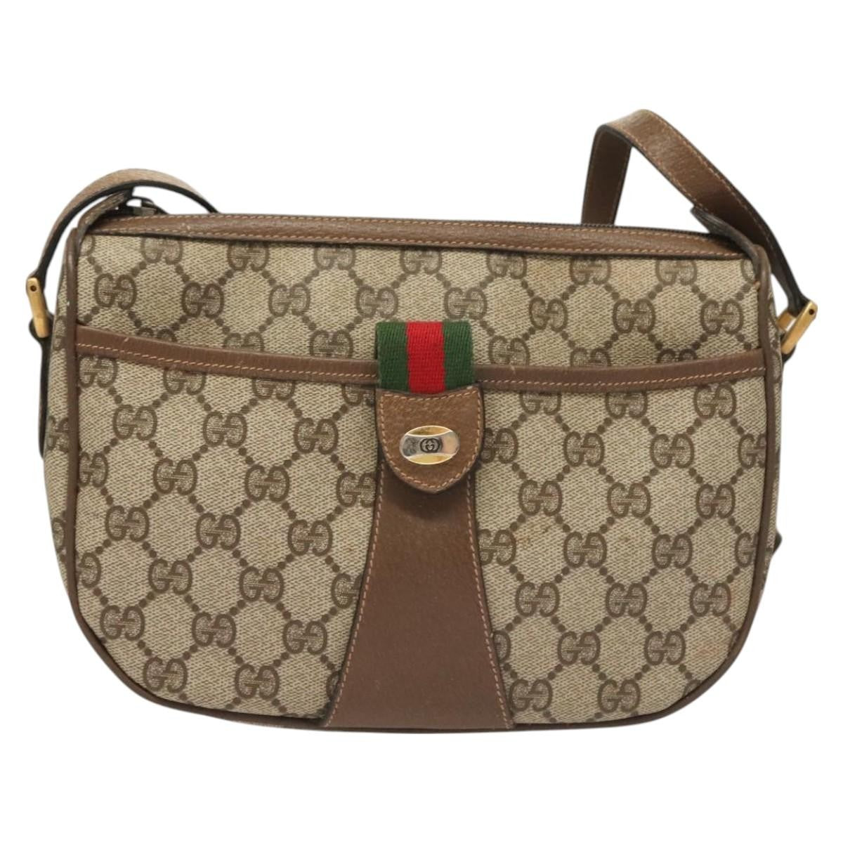 Gucci GUCCI GG Supreme Web Sherry Line Bag PVC Beige Gold 89 02 032 Authentic 128996