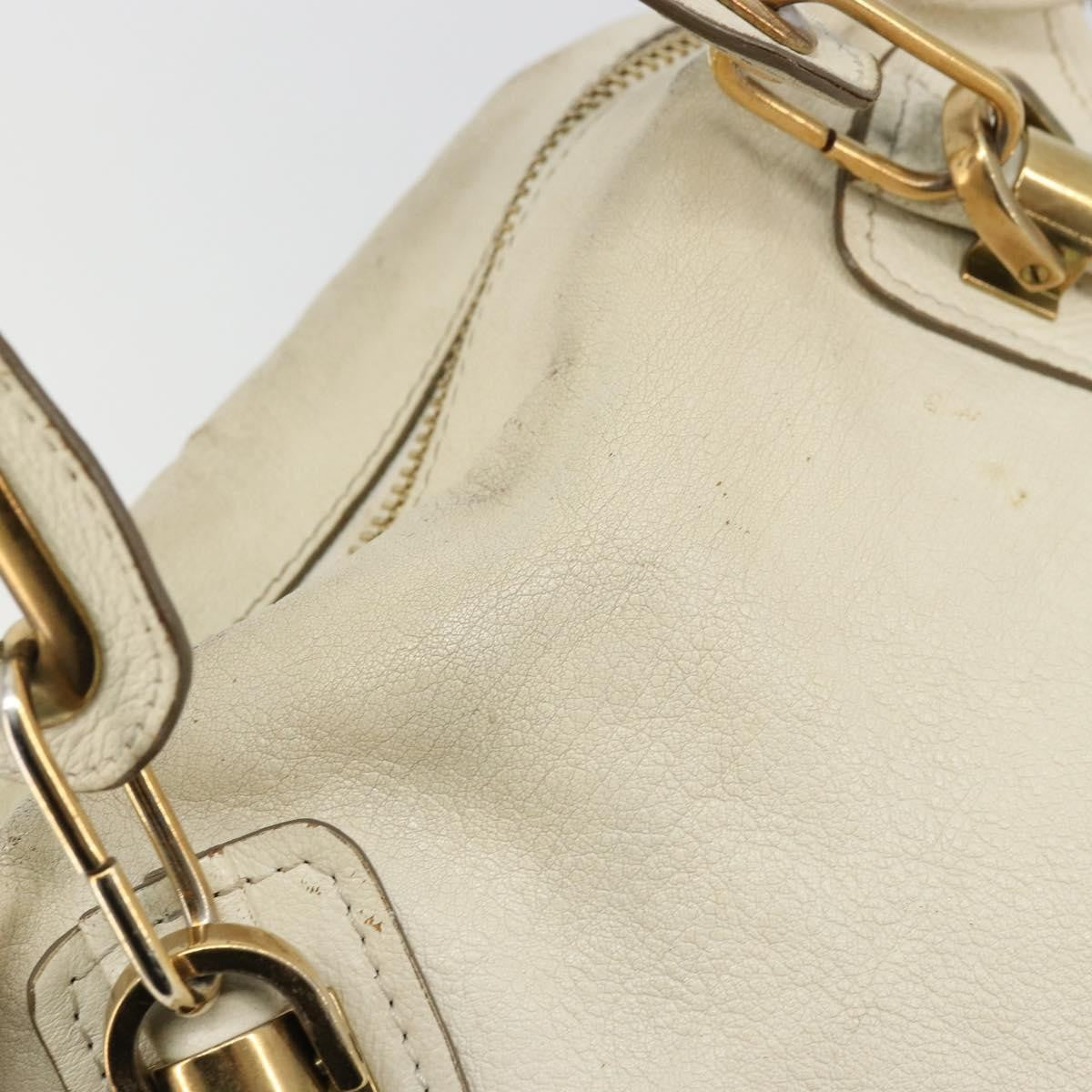 Chloé Chloé Chloe Paraty Hand Bag Leather White Gold Authentic 177544