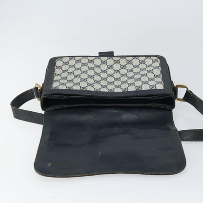 Gucci GUCCI GG Supreme Sherry Line Shoulder Bag PVC Navy Gold Authentic 160298