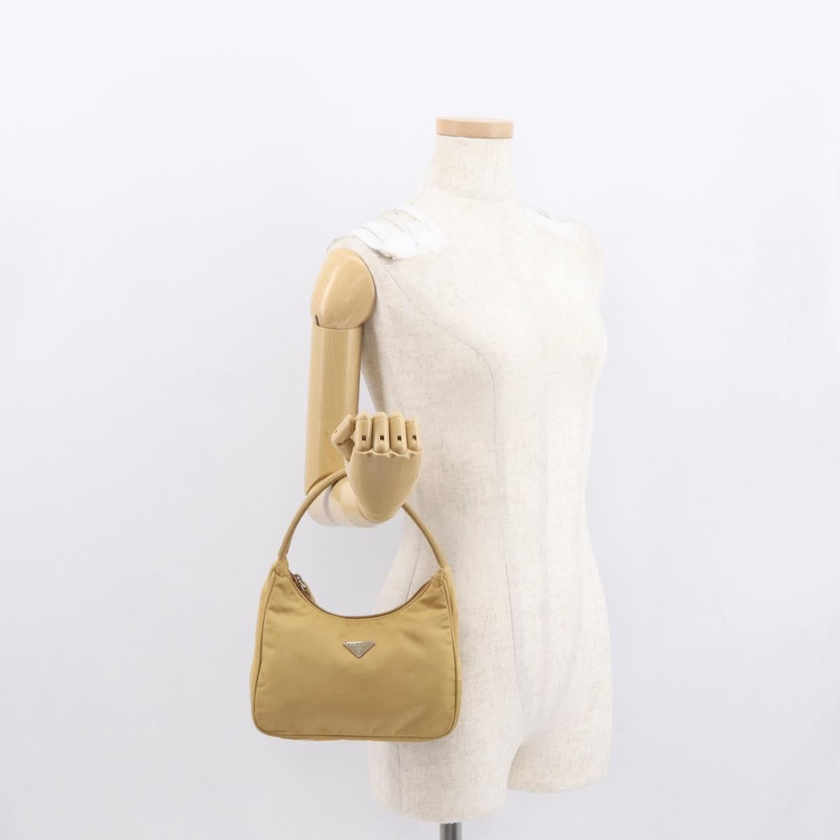 Prada PRADA Hand Bag Nylon Beige Authentic 163348