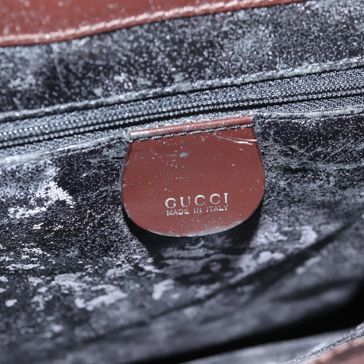 Gucci GUCCI Shoulder Bag Patent leather Brown Silver 002 2046 0433 Authentic bs26623