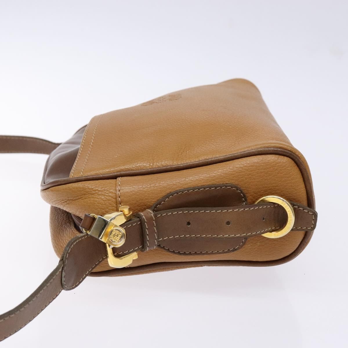 Loewe LOEWE Shoulder Bag Leather Brown Gold Authentic am8960