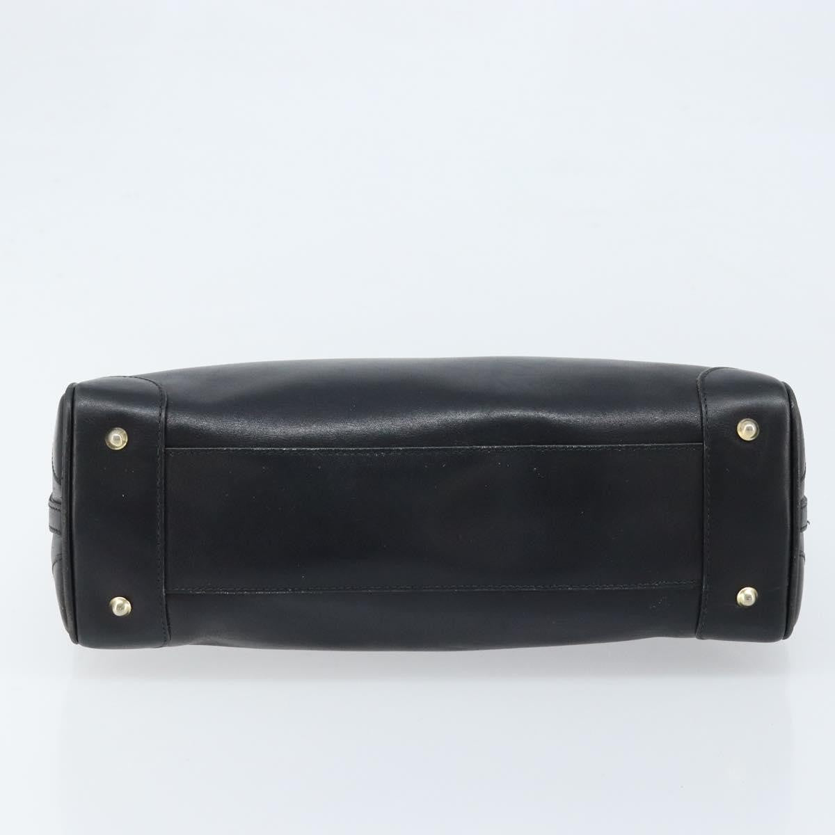 Gucci GUCCI Hand Bag Leather Black Gold Authentic BSZ350