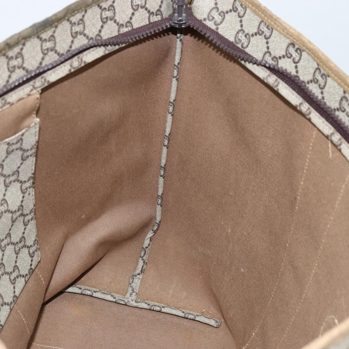 Gucci GUCCI GG Plus Supreme Web Sherry Line Tote Bag PVC Beige Gold Authentic ep13405