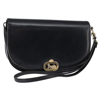 Celine CELINE Horse Carriage Shoulder Bag Leather Navy Gold Authentic BA6372